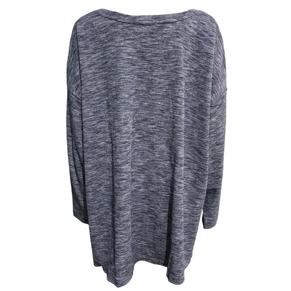 Isaac Mizrahi Live Blue Gray Space Dyed 3/4 Sleeve Top 2X NWOT